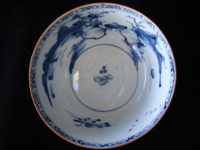 NANKING CARGO brown glaze bowl with blue and white river scene interior circa 1750 — image 2